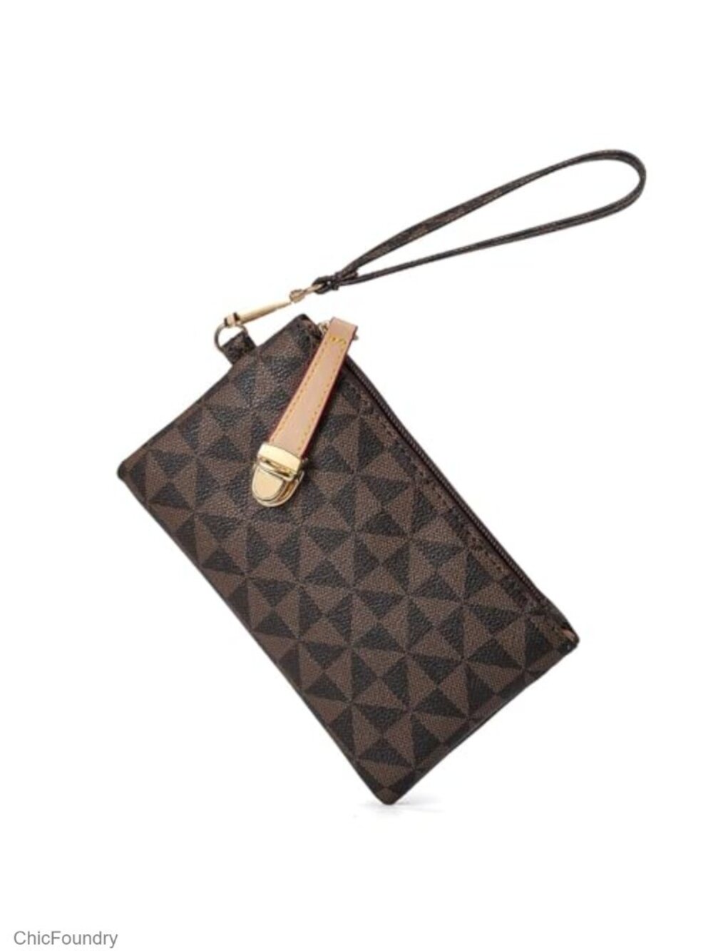 Small PU Leather Wristlet Wallet Detachable Wrist Strap Zip Clutch Purse
